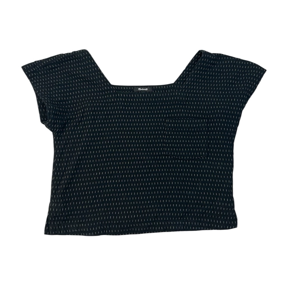 Madewell Black Dash Square Neck Cotton Blouse 🖤